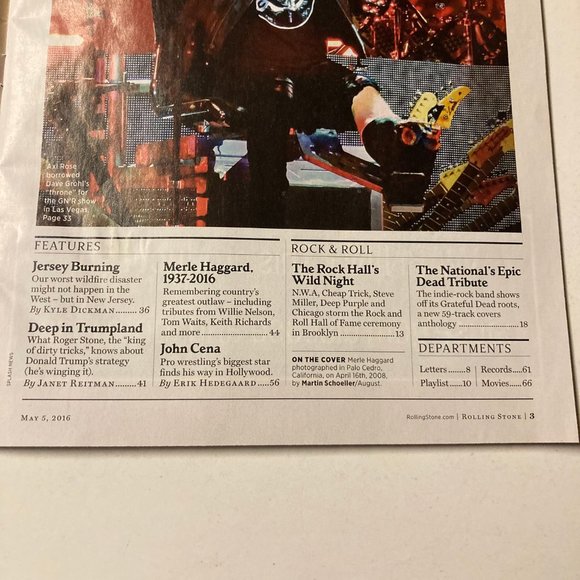 Rolling Stone Magazine MAY 5, 2016 ISSUE #1260 - THE OUTLAW - MERLE HAGGARD - Picture 5 of 16
